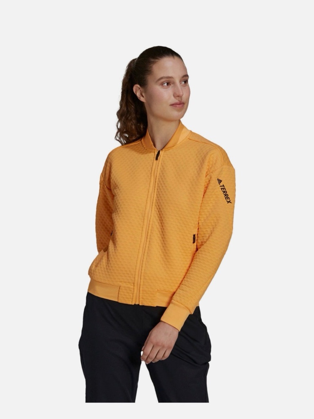 adidas Quilted Zip Jacket in Light Orange